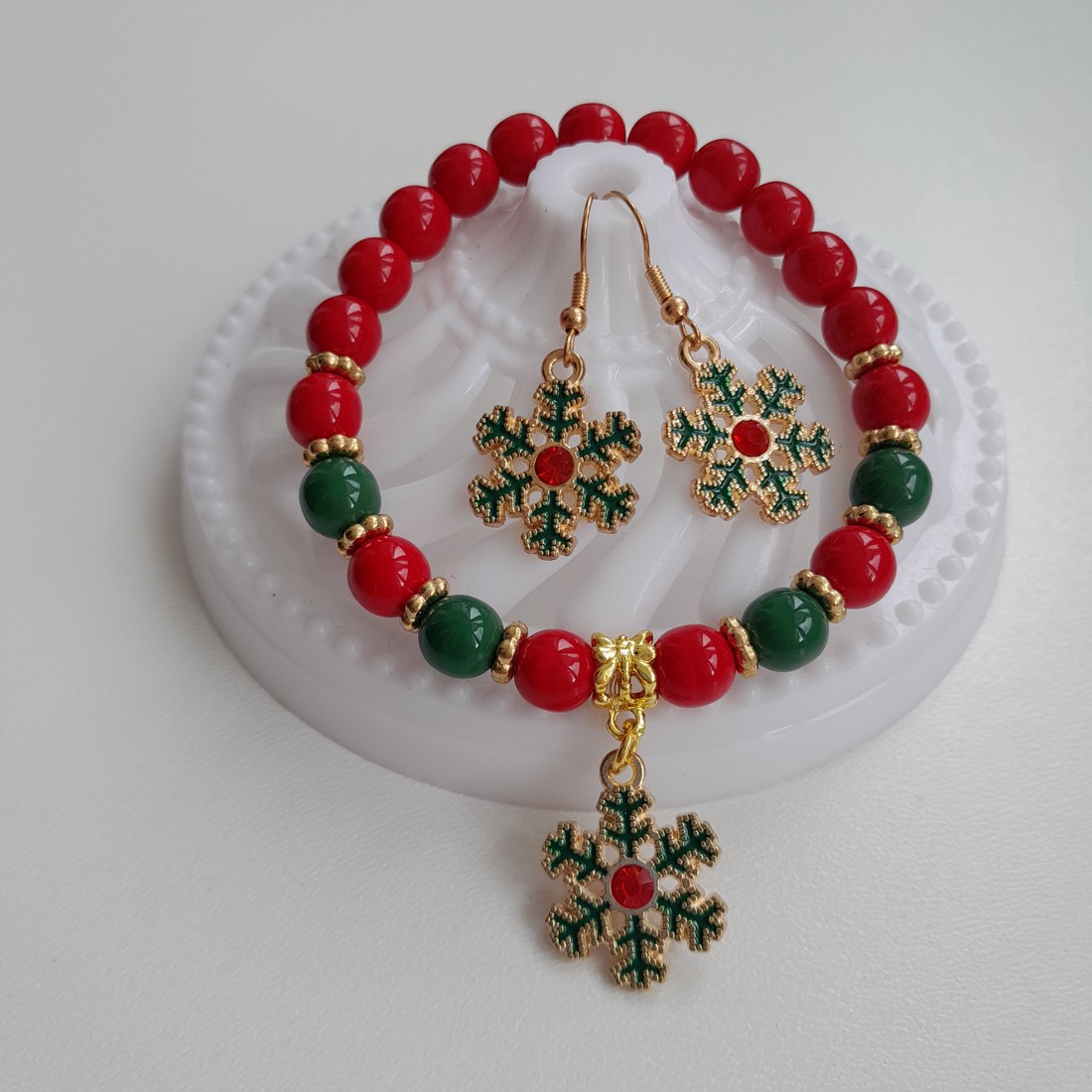 Bijuterii fulg de nea - brățară, cercei -  - Artynos.ro