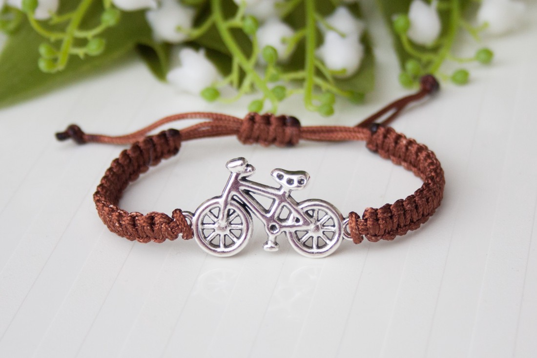 Brățară macramé împletită - Bicycle, maro bicicletă -  - Artynos.ro