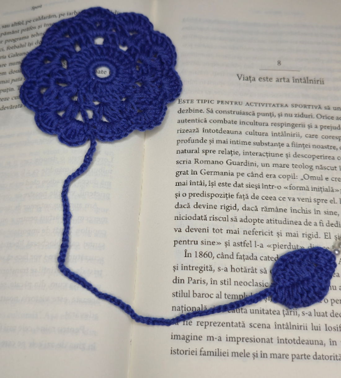 Semn de carte mandala crosetata indigo - cărți și creații cu tematică muzicală, cadouri - semn de carte - Artynos.ro