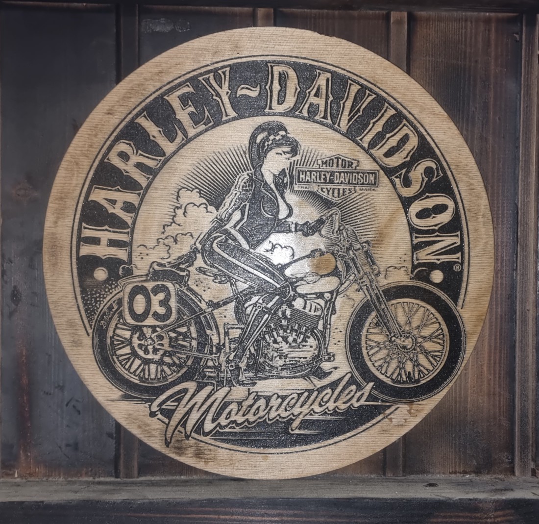 Harley Davidson Laser gravat Imagine din lemn - casă & stil de viață - accesorii pentru decorat casa - picturi murale - artă de perete din lemn - Artynos.ro