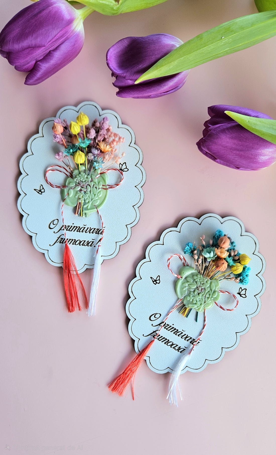 Mărțișor cu flori și sigiliu  - bijuterii - mărțișor - Artynos.ro