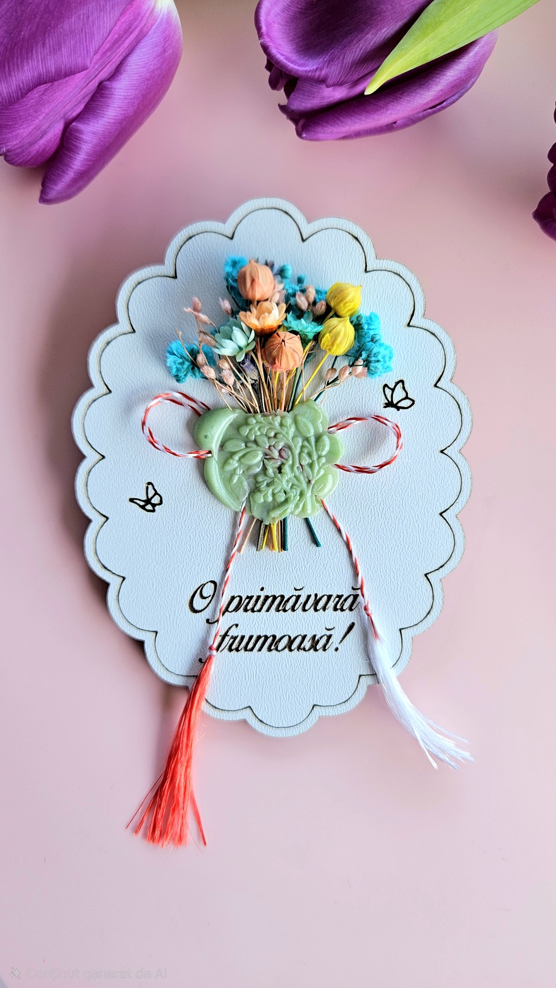 Mărțișor cu flori și sigiliu  - bijuterii - mărțișor - Artynos.ro