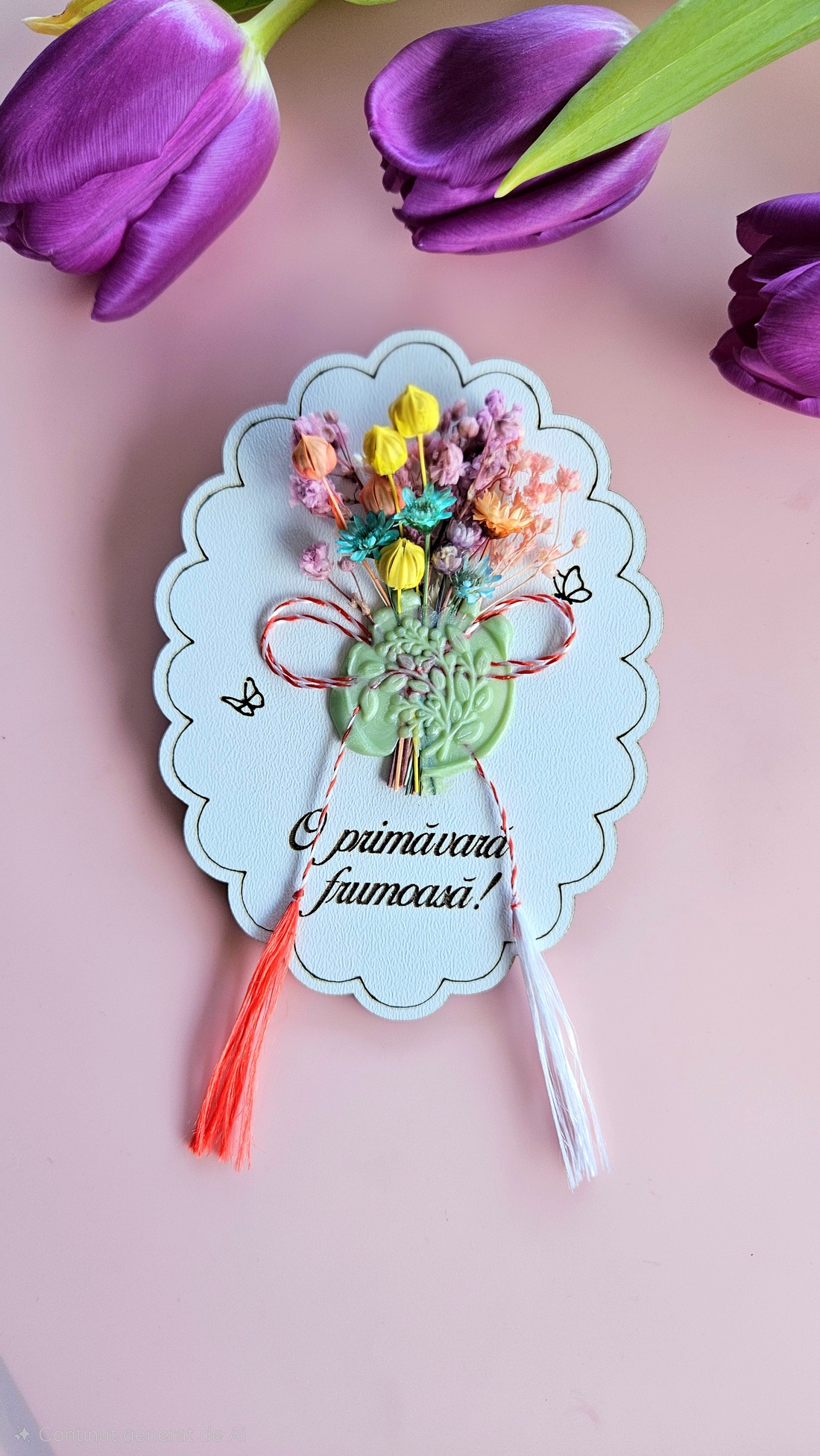 Mărțișor cu flori și sigiliu  - bijuterii - mărțișor - Artynos.ro