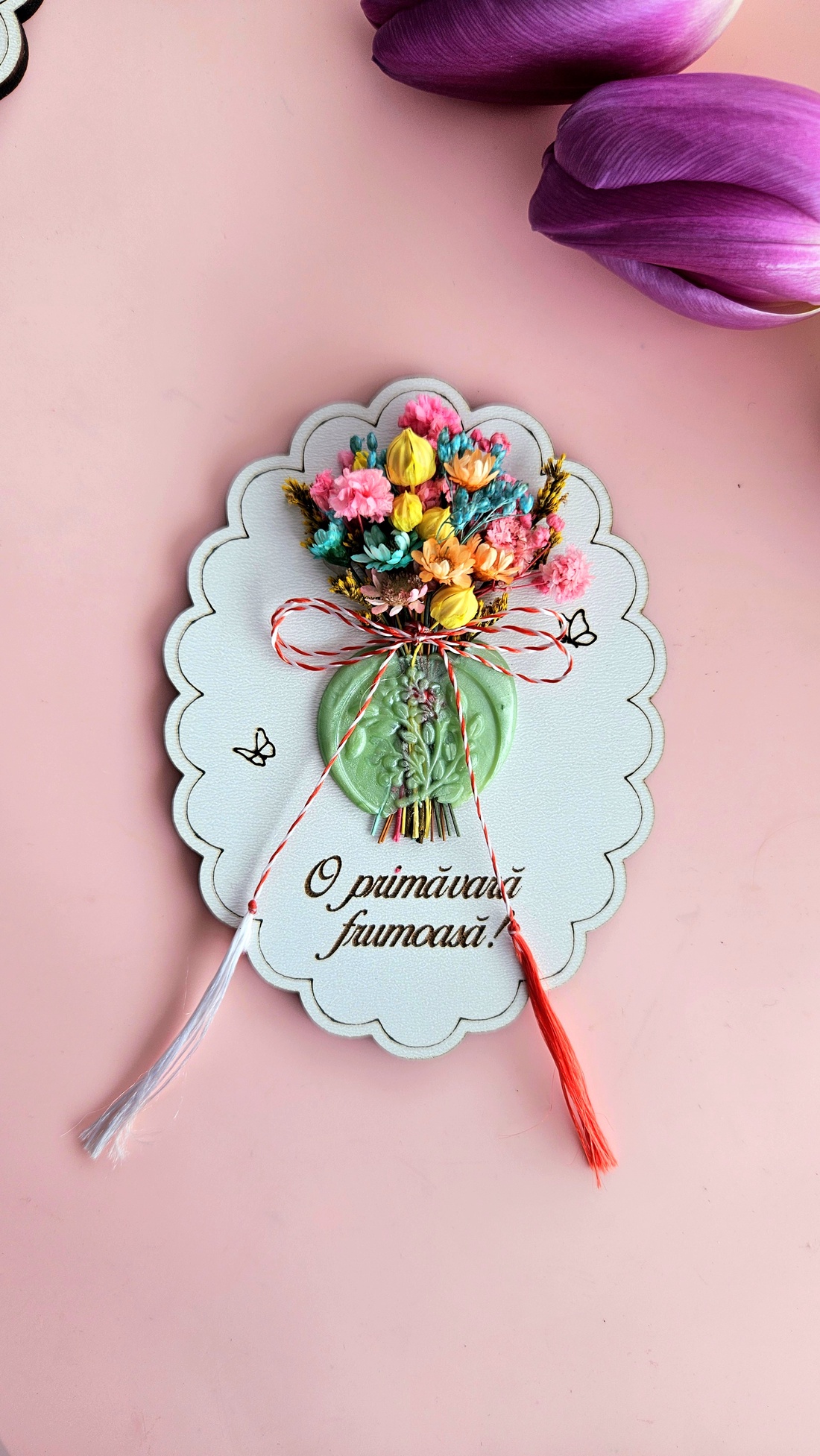 Plăcuță cu flori și sigiliu  - casă & stil de viață - decorațiuni de casă - decorațiuni de masă și rafturi - decorațiuni de masă - Artynos.ro