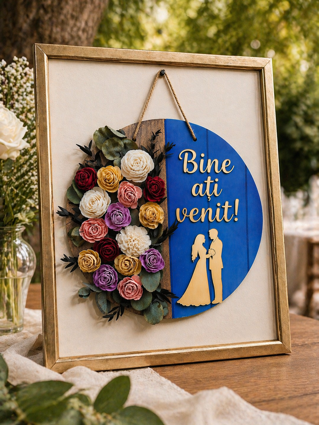 Plachetă decorativă Bine ați venit! - accesorii nuntă - materiale decor pentru nuntă - decorațiuni nuntă - Artynos.ro