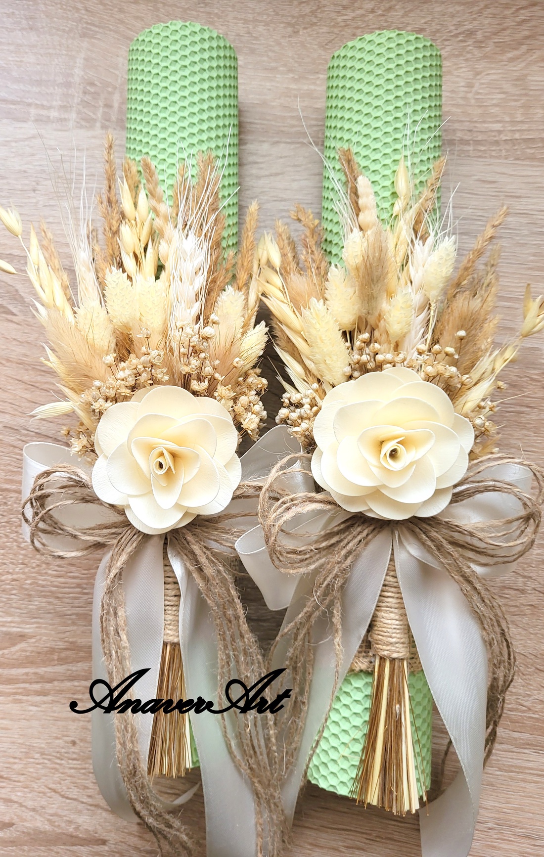 Lumanari fagure pentru nunta cu flori uscate si criogenate - accesorii nuntă - materiale decor pentru nuntă - lumânări de nuntă și suport lumânări - Artynos.ro