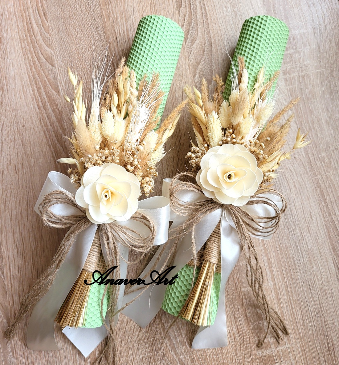 Lumanari fagure pentru nunta cu flori uscate si criogenate - accesorii nuntă - materiale decor pentru nuntă - lumânări de nuntă și suport lumânări - Artynos.ro