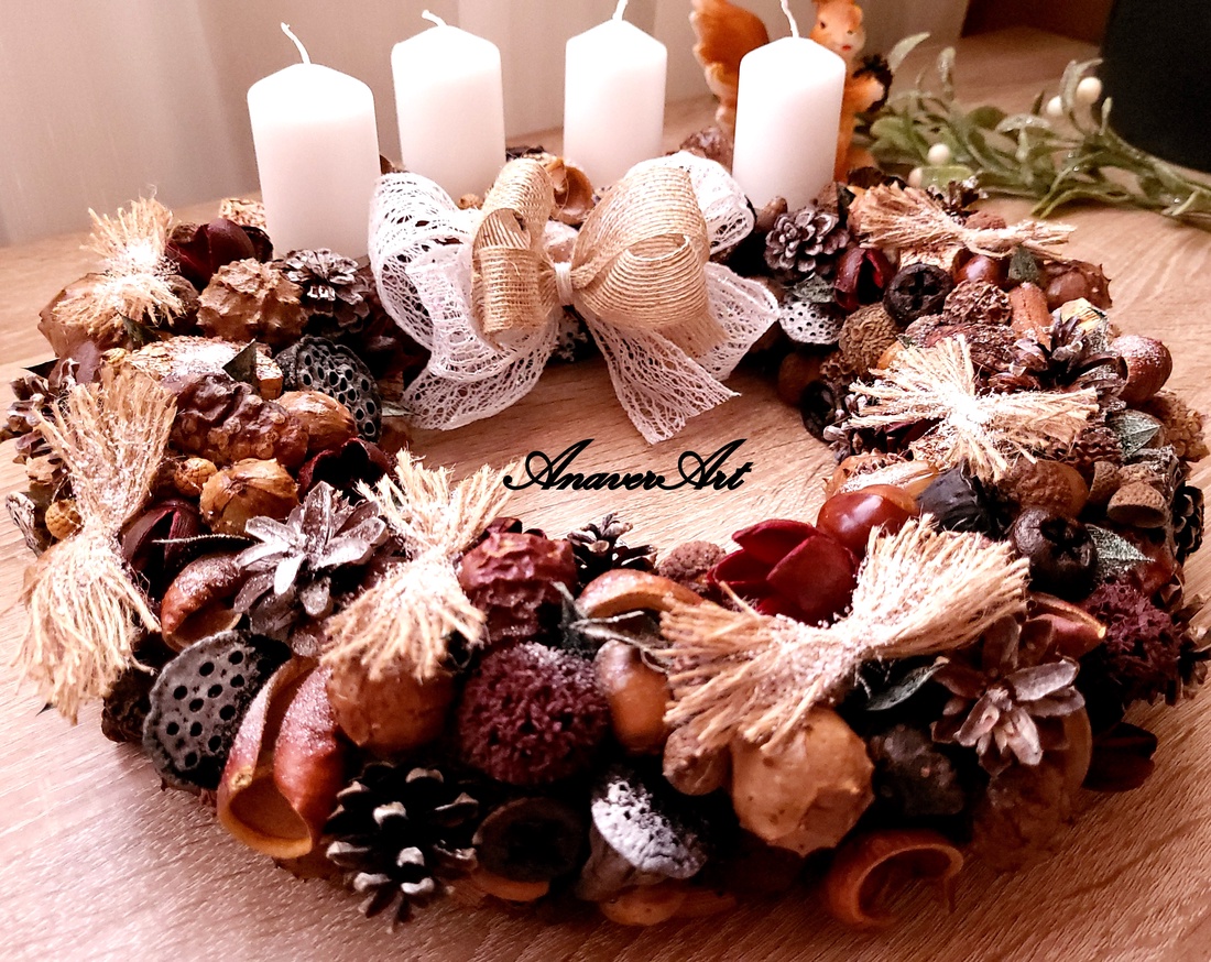 Aranjament de Craciun cu lumanari Coronita de Advent - crăciun - decorațiuni de advent - coroniță advent - Artynos.ro