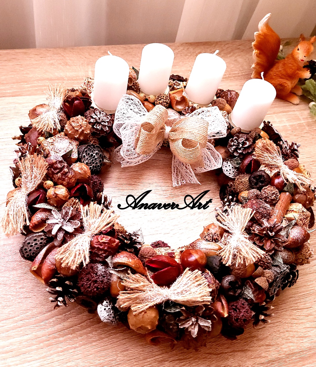 Aranjament de Craciun cu lumanari Coronita de Advent - crăciun - decorațiuni de advent - coroniță advent - Artynos.ro