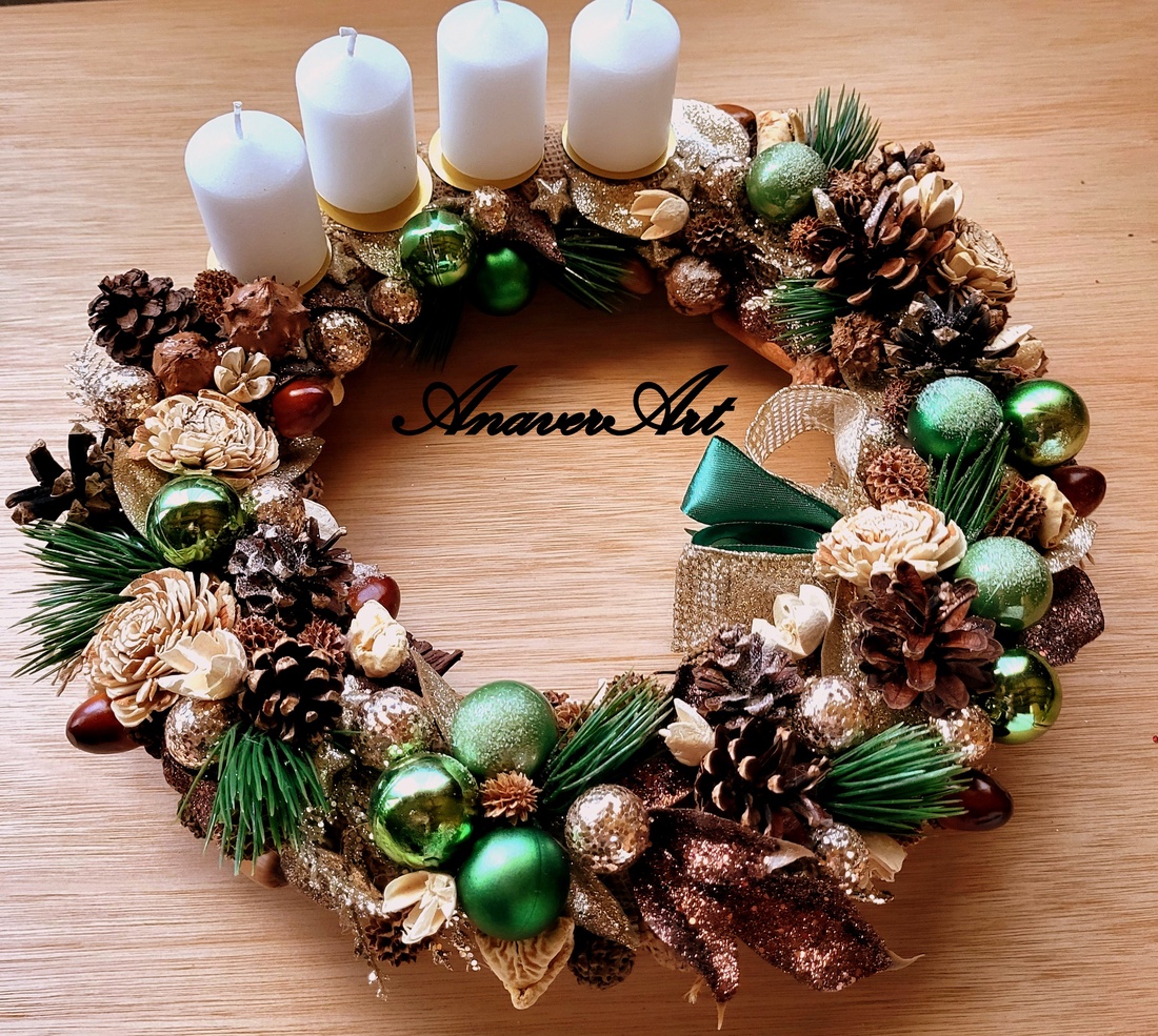 Aranjament de Craciun cu lumanari Coronita de Advent - crăciun - decorațiuni de advent - coroniță advent - Artynos.ro