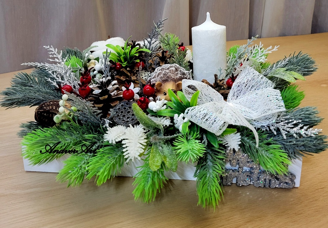 Aranjament de Craciun cu lumanare - crăciun - decorațiuni de crăciun de casă - decor pentru masă de crăciun - Artynos.ro