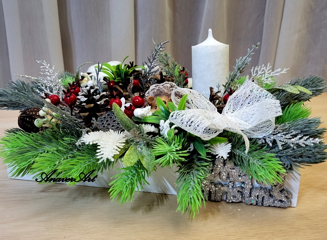 Aranjament de Craciun cu lumanare - crăciun - decorațiuni de crăciun de casă - decor pentru masă de crăciun - Artynos.ro