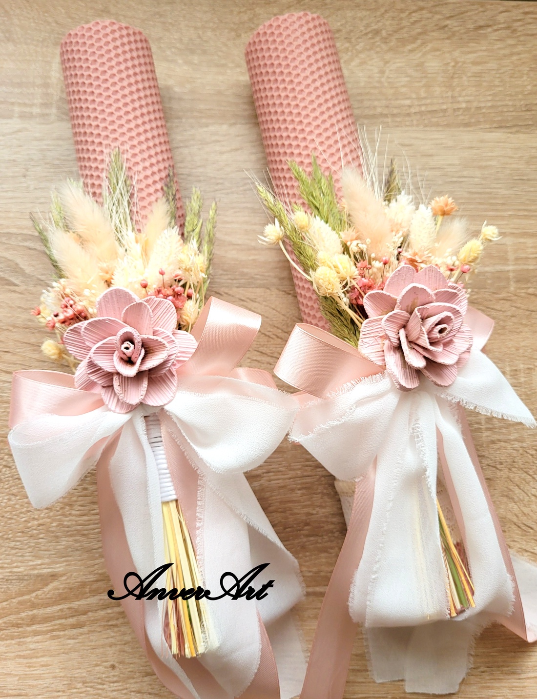 Lumanari fagure pentru nunta cu flori uscate si criogenate - accesorii nuntă - materiale decor pentru nuntă - lumânări de nuntă și suport lumânări - Artynos.ro