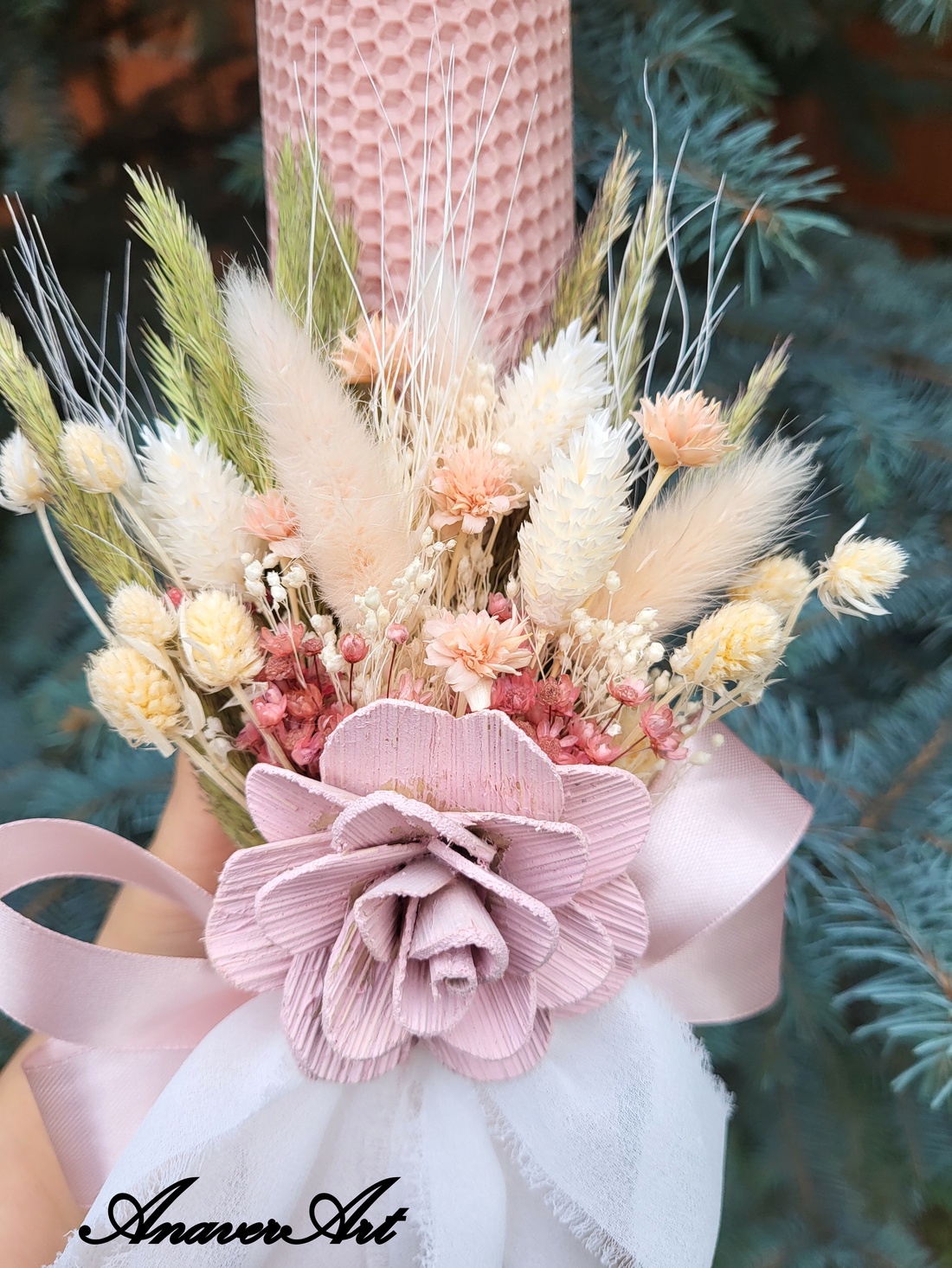 Lumanari fagure pentru nunta cu flori uscate si criogenate - accesorii nuntă - materiale decor pentru nuntă - lumânări de nuntă și suport lumânări - Artynos.ro