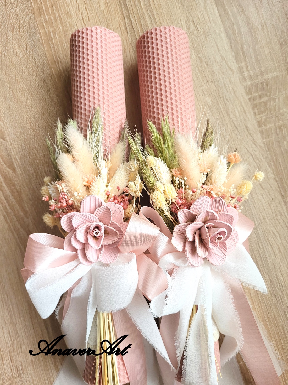 Lumanari fagure pentru nunta cu flori uscate si criogenate - accesorii nuntă - materiale decor pentru nuntă - lumânări de nuntă și suport lumânări - Artynos.ro