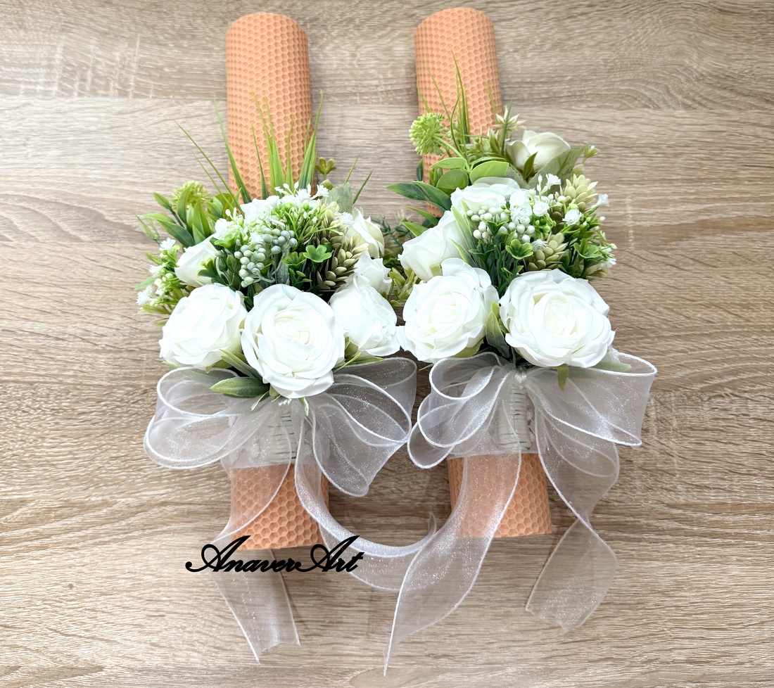 Lumanari fagure pentru nunta cu flori artificiale - accesorii nuntă - materiale decor pentru nuntă - lumânări de nuntă și suport lumânări - Artynos.ro