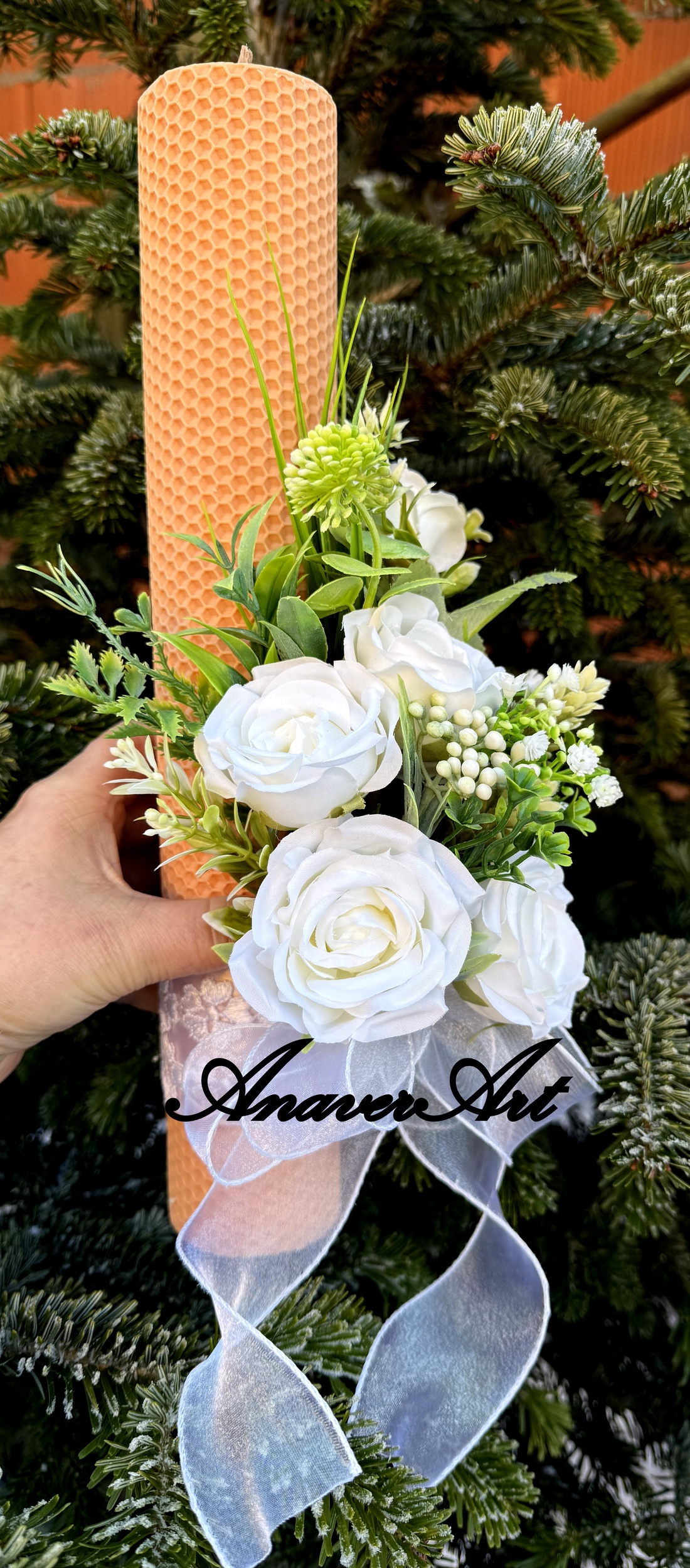 Lumanari fagure pentru nunta cu flori artificiale - accesorii nuntă - materiale decor pentru nuntă - lumânări de nuntă și suport lumânări - Artynos.ro