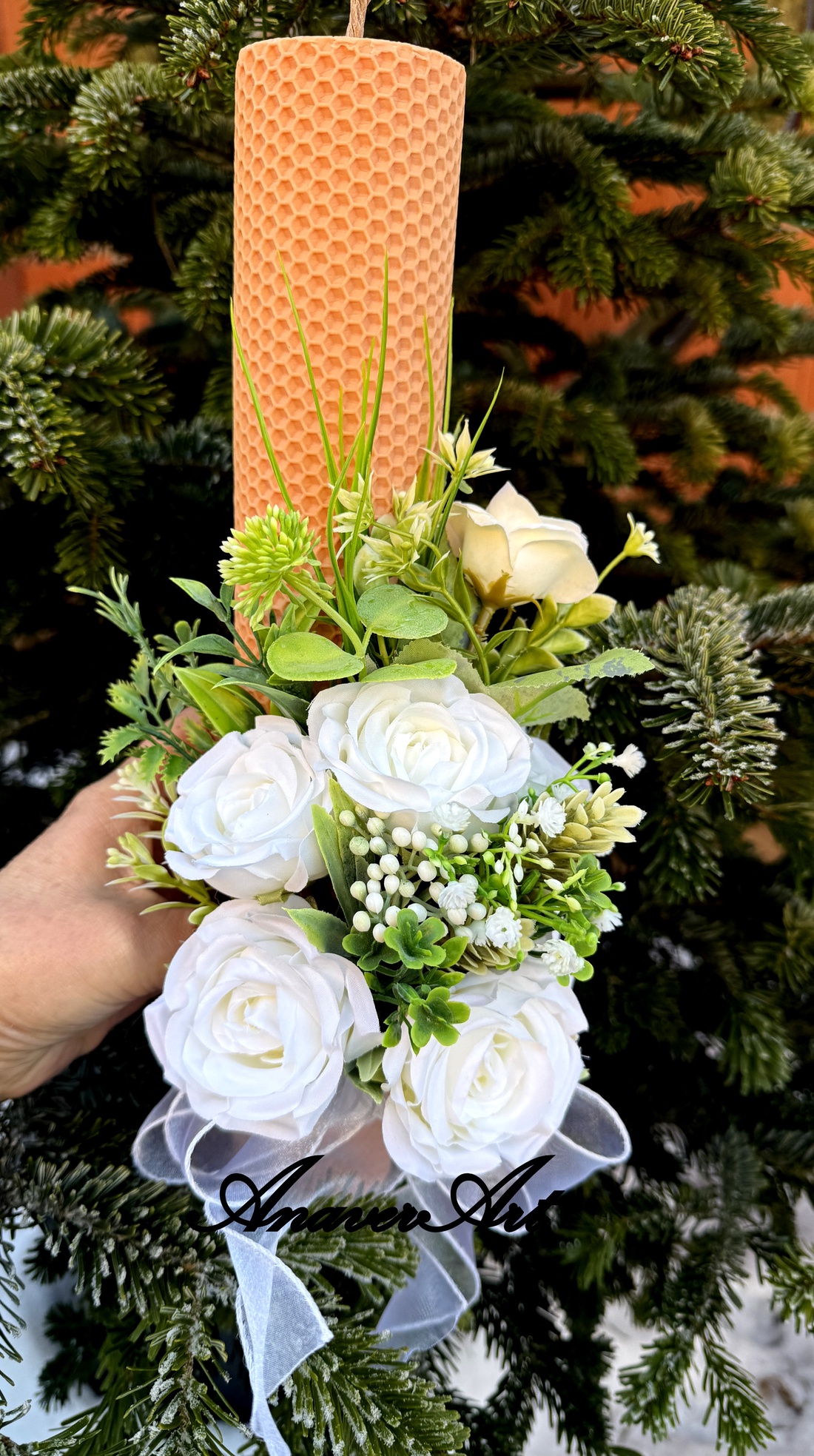 Lumanari fagure pentru nunta cu flori artificiale - accesorii nuntă - materiale decor pentru nuntă - lumânări de nuntă și suport lumânări - Artynos.ro