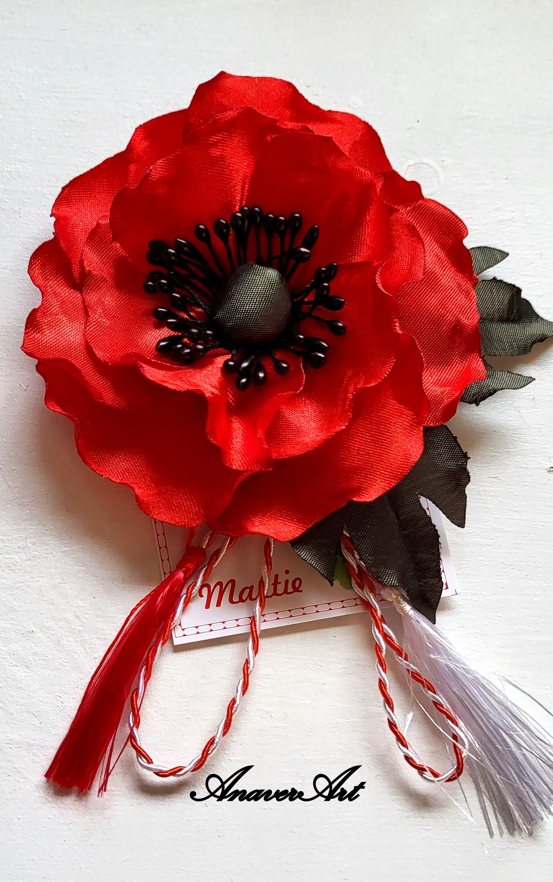 Brosa mac - bijuterii - broșe - Artynos.ro