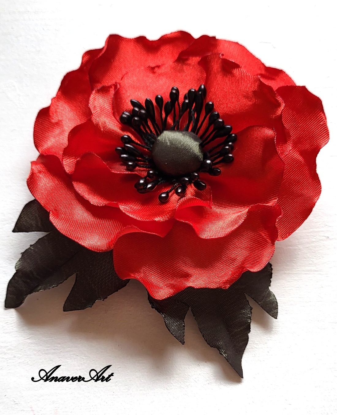 Brosa mac - bijuterii - broșe - Artynos.ro