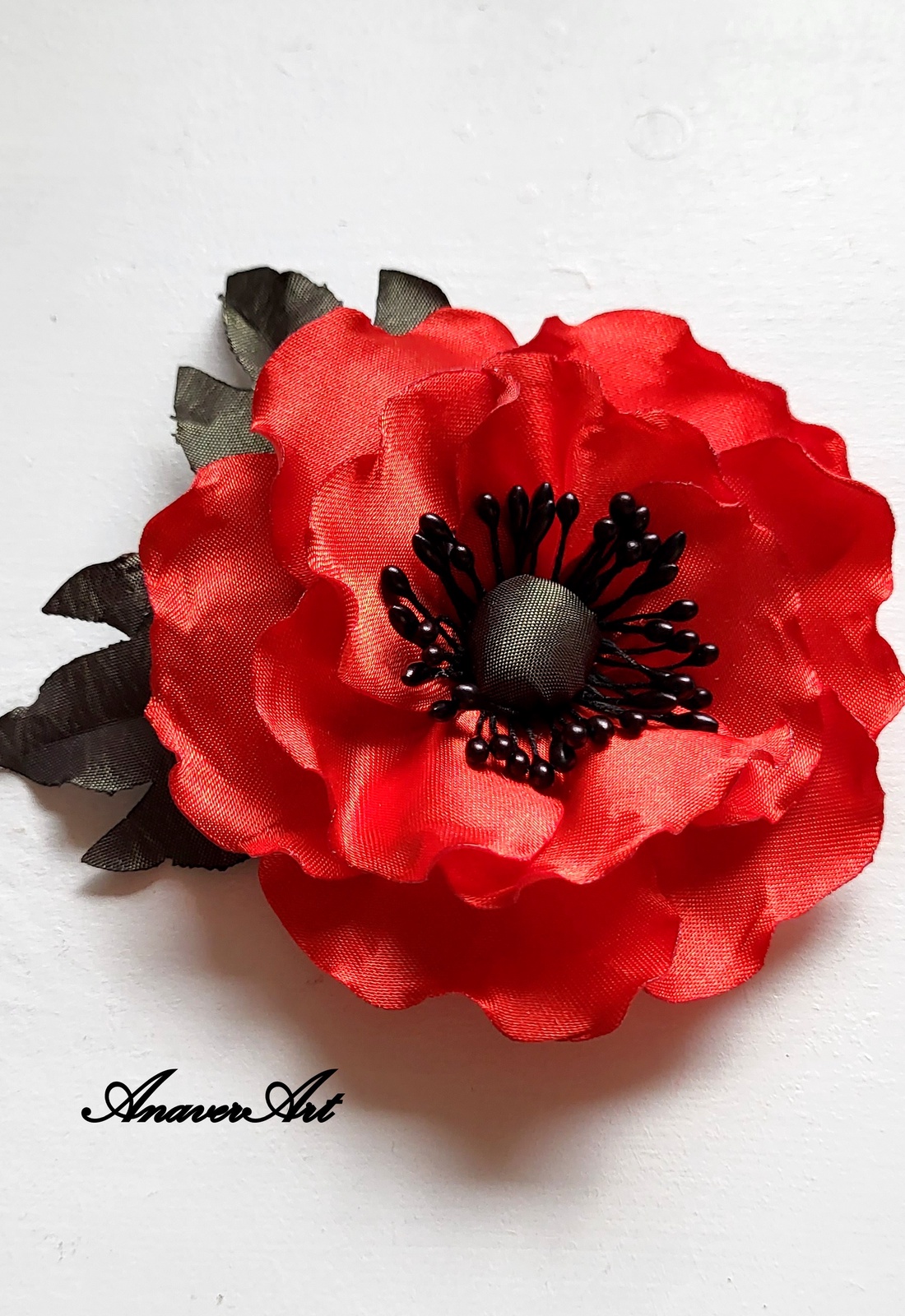 Brosa mac - bijuterii - broșe - Artynos.ro