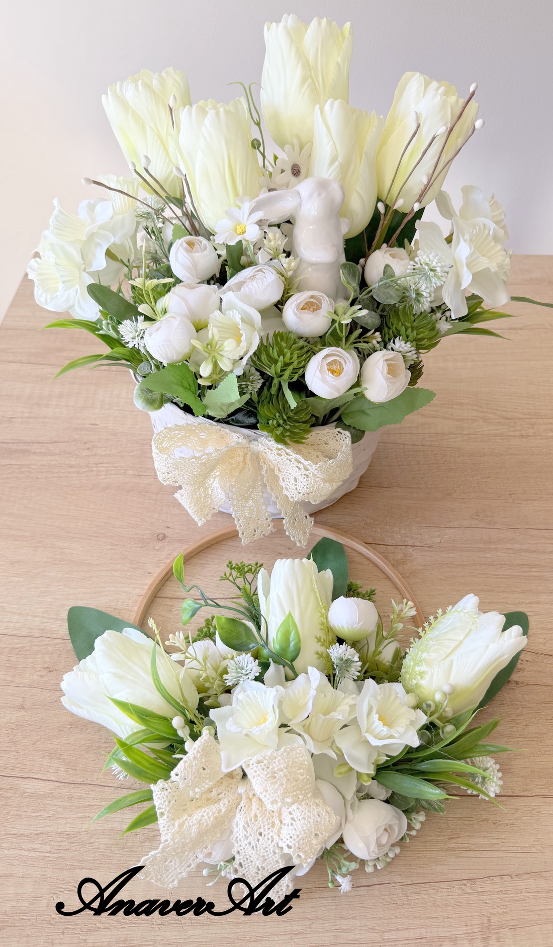 Set aranjament de primavara - decor de sărbători - decorațiuni de paște - decor masă de paște - Artynos.ro