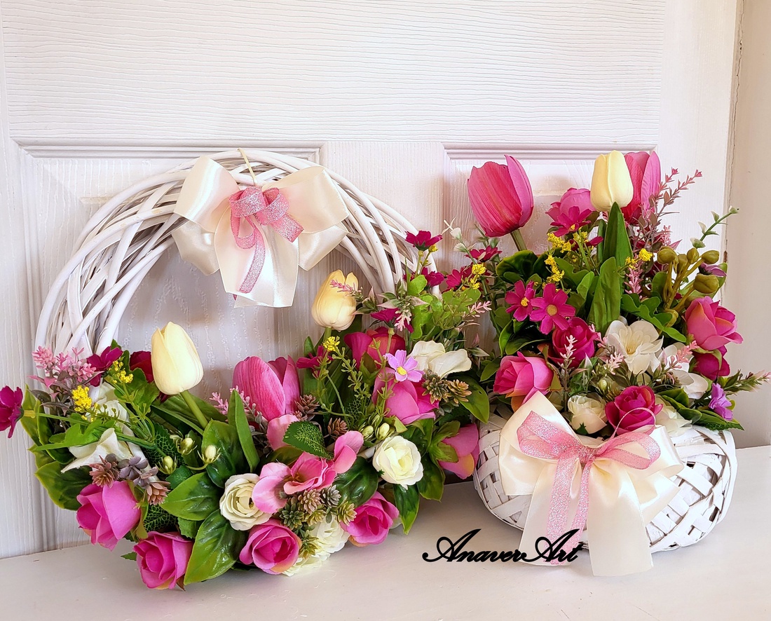 Set aranjament de primavara - decor de sărbători - decorațiuni de paște - decor masă de paște - Artynos.ro