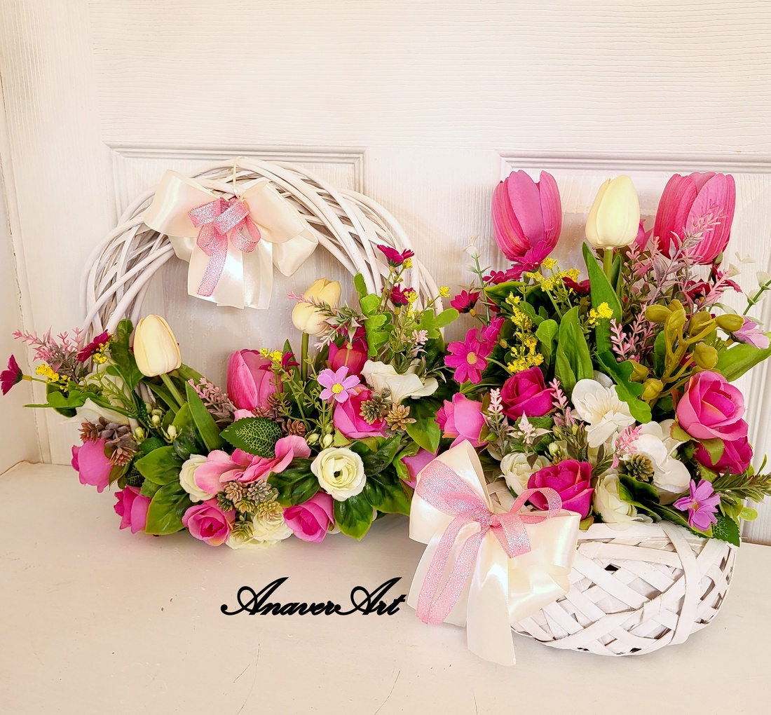 Set aranjament de primavara - decor de sărbători - decorațiuni de paște - decor masă de paște - Artynos.ro