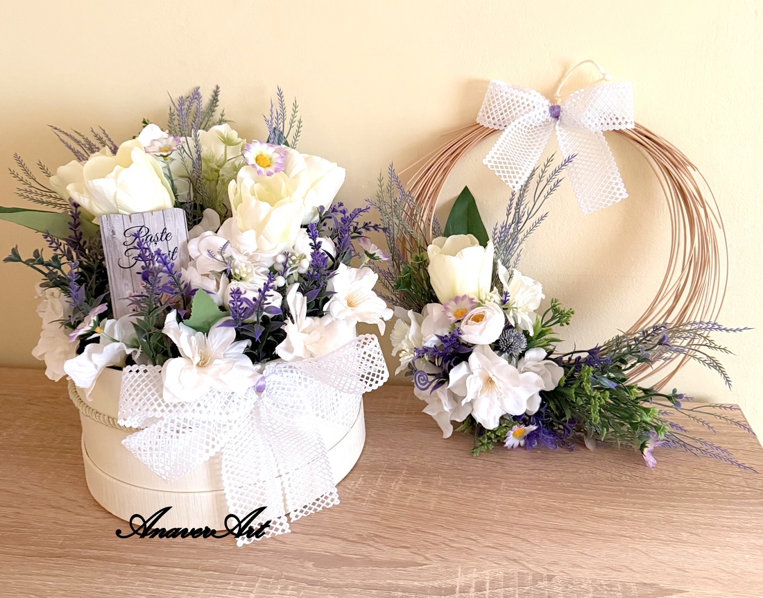 Set aranjament de primavara - decor de sărbători - decorațiuni de paște - decor masă de paște - Artynos.ro