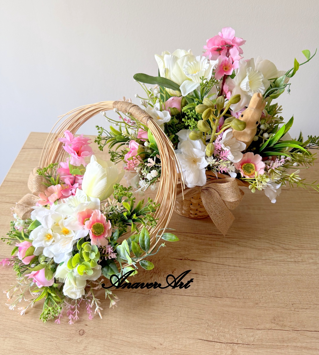 Set aranjament si coronita de primavara - decor de sărbători - decorațiuni de paște - decor masă de paște - Artynos.ro