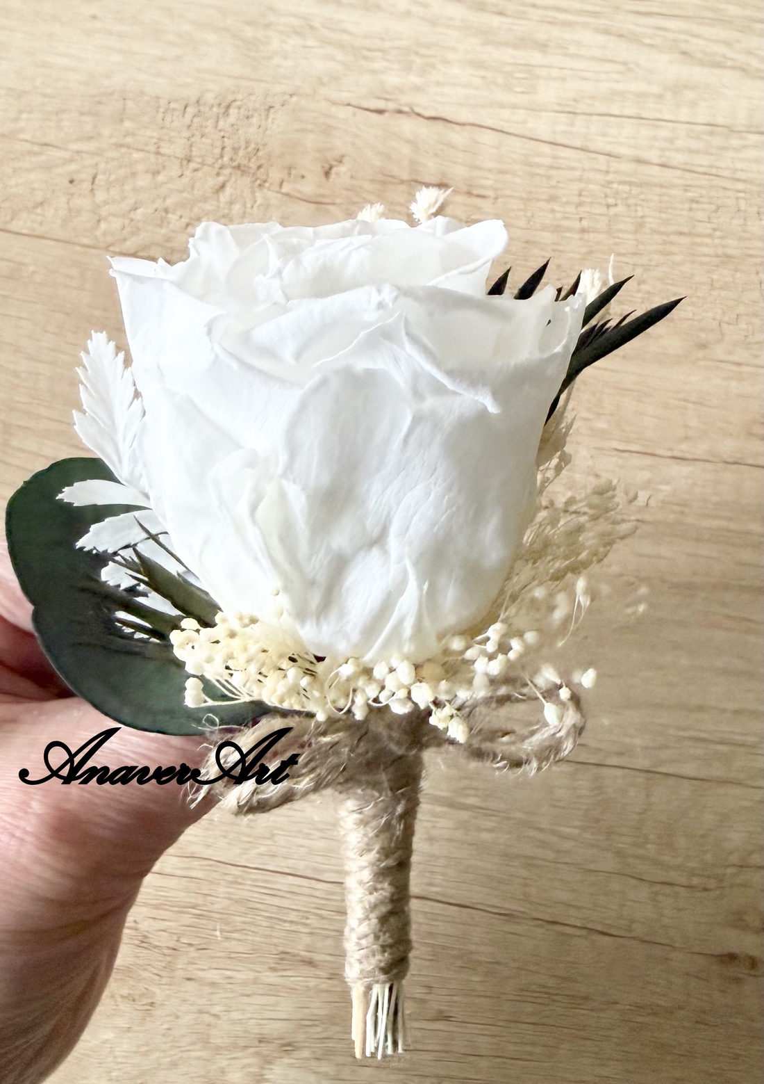 Cocarda Mire /Nas din trandafir criogenat Flori de pus in piept nunta - accesorii nuntă - materiale decor pentru nuntă - decorațiuni nuntă - Artynos.ro