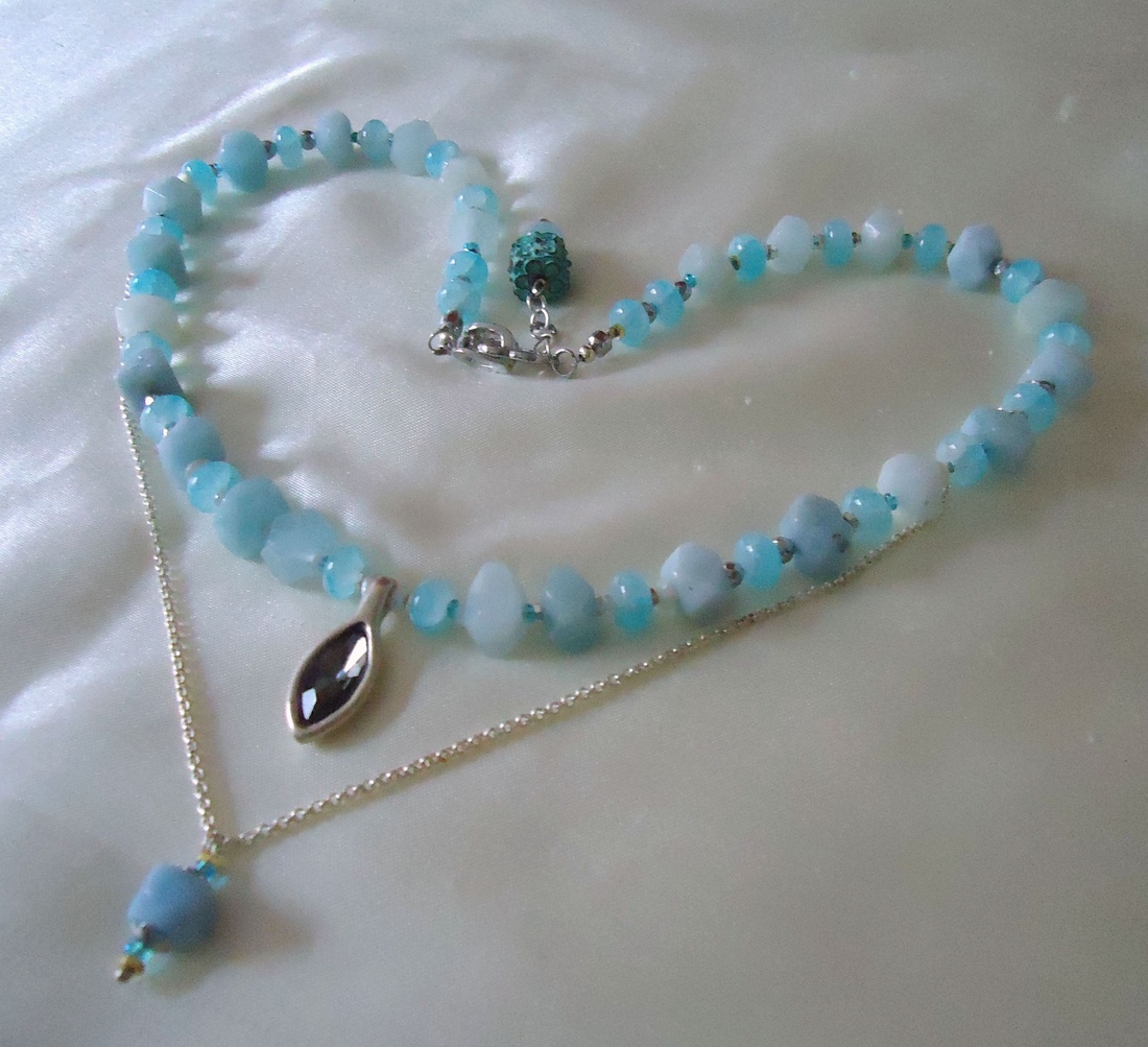Colier statement cu aquamarin /11/9 mm - bijuterii - coliere - coliere cu pandative - Artynos.ro