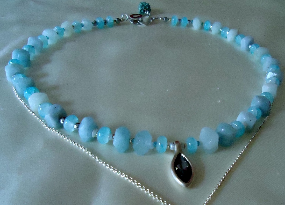 Colier statement cu aquamarin /11/9 mm - bijuterii - coliere - coliere cu pandative - Artynos.ro