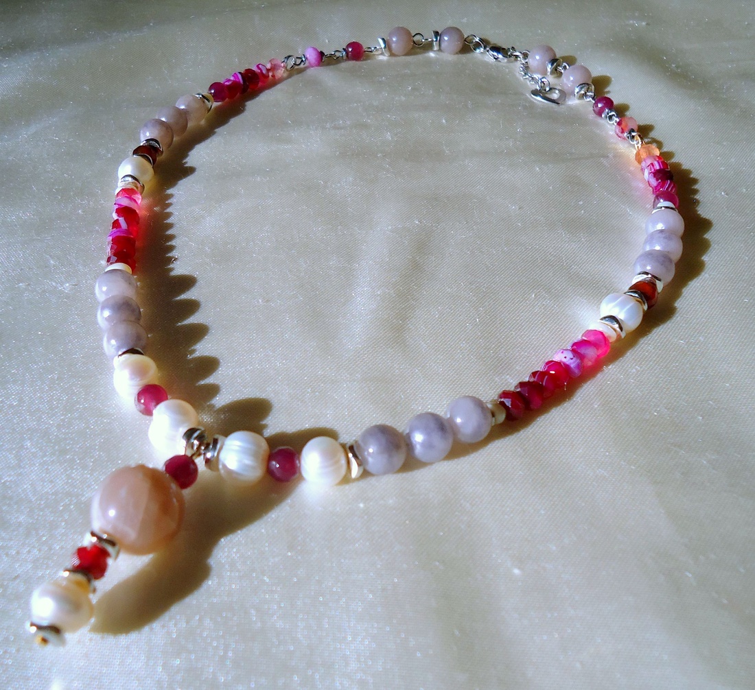 Promotie ! Colier statement cu perle naturale si moon stone - bijuterii - coliere - coliere din perle - Artynos.ro