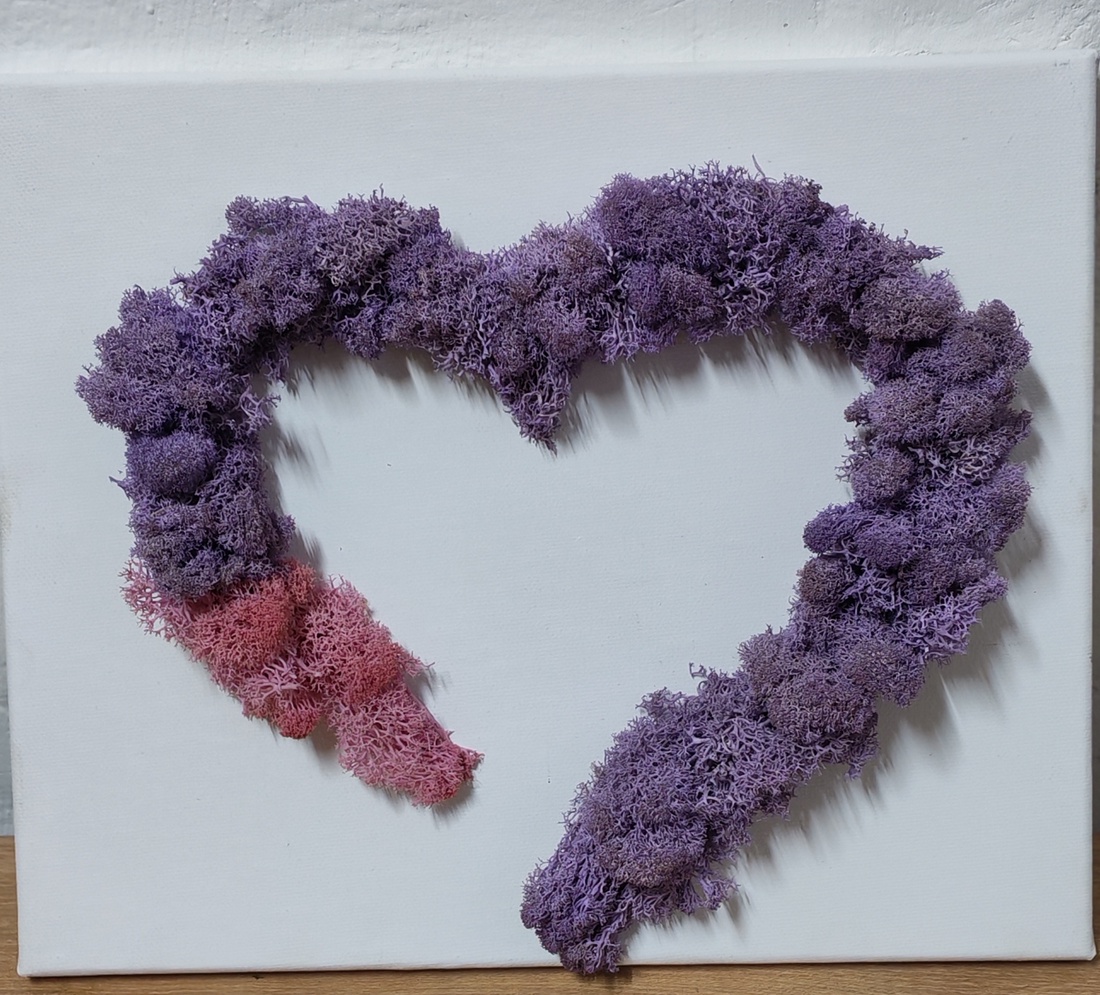 Tablou inimă cu licheni stabilizați  - casă & stil de viață - decorațiuni de casă - decorațiuni de pereți - tablou cu licheni - Artynos.ro