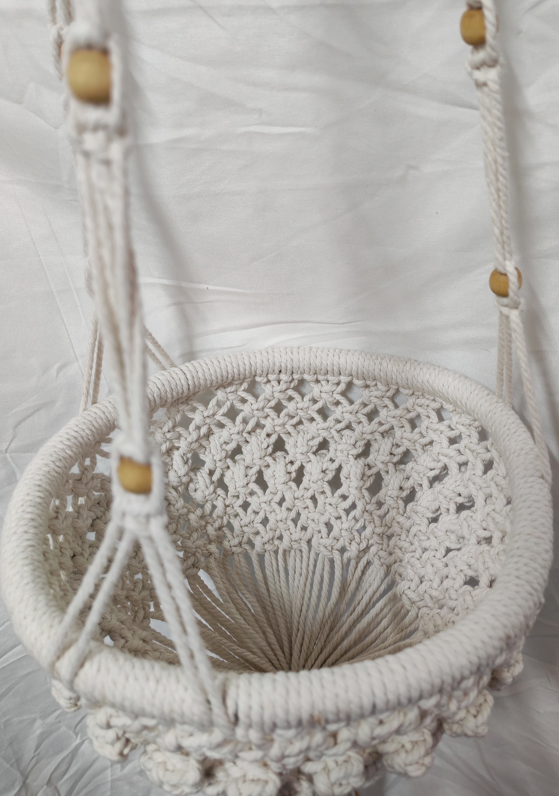 Suport ghiveci macrame suspendat handmade � agățător plante din bumbac 3 mm, decor boho - casă & stil de viață - decorațiuni de casă - accesorii florale - flori în ghiveci - Artynos.ro
