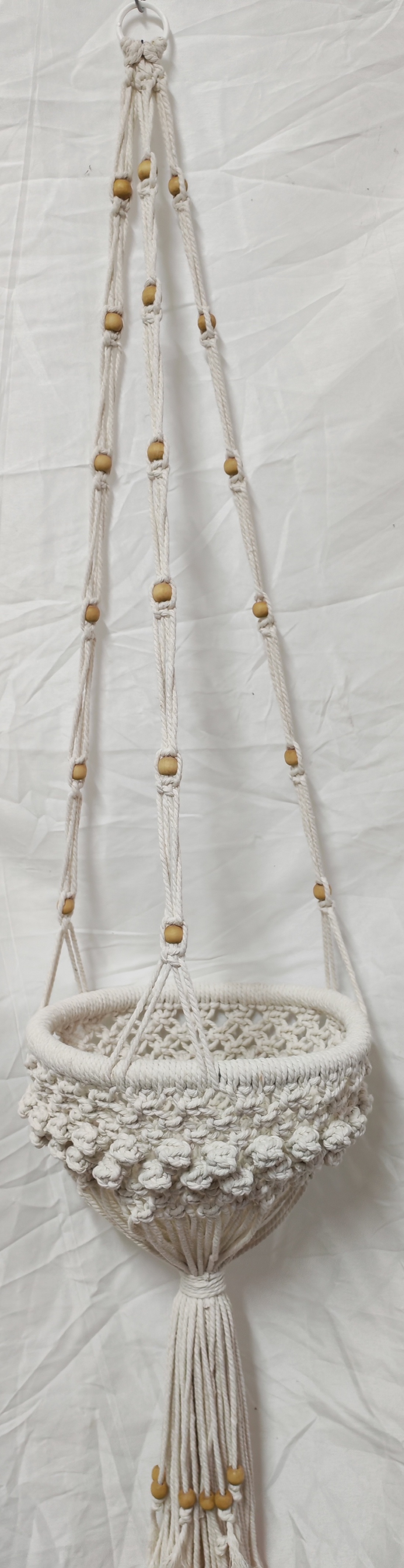 Suport ghiveci macrame suspendat handmade � agățător plante din bumbac 3 mm, decor boho - casă & stil de viață - decorațiuni de casă - accesorii florale - flori în ghiveci - Artynos.ro