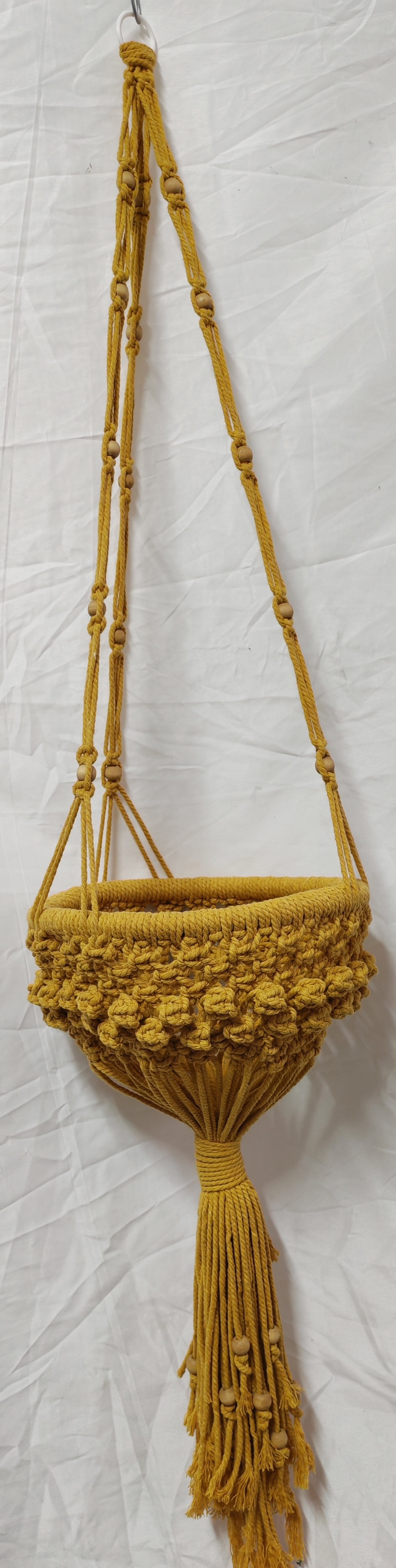 Suport ghiveci macrame suspendat handmade � agățător plante din bumbac 3 mm, decor boho - casă & stil de viață - decorațiuni de casă - accesorii florale - flori în ghiveci - Artynos.ro
