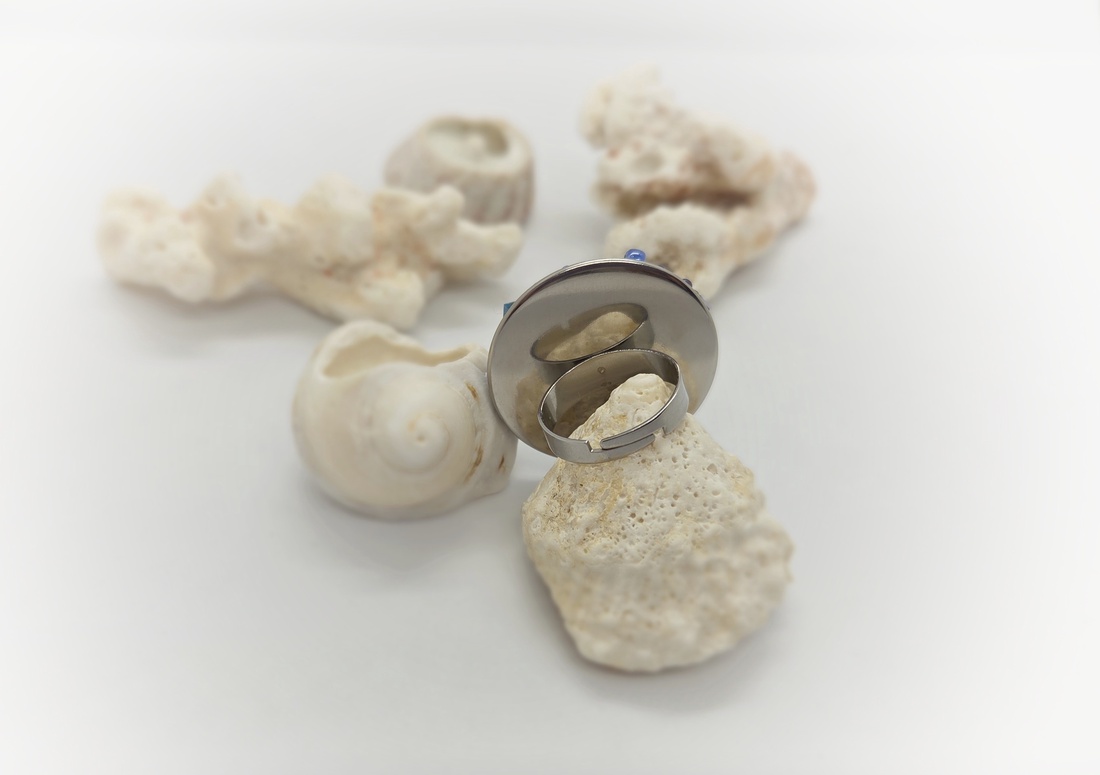 Inel statement Twilight Blue - bijuterii - inele - inele statement - Artynos.ro