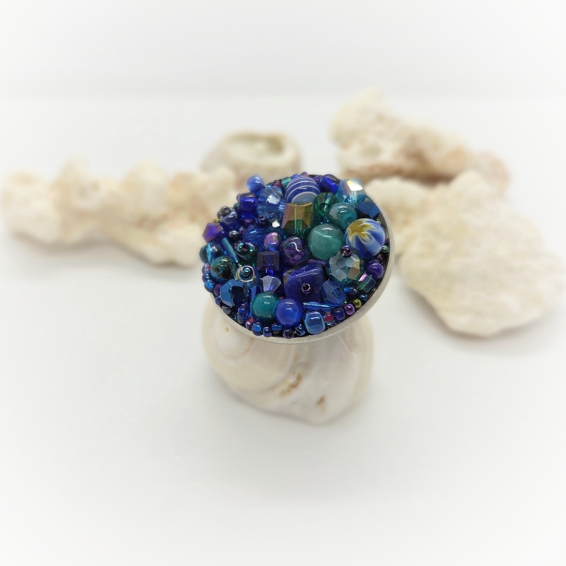 Inel statement Twilight Blue - bijuterii - inele - inele statement - Artynos.ro