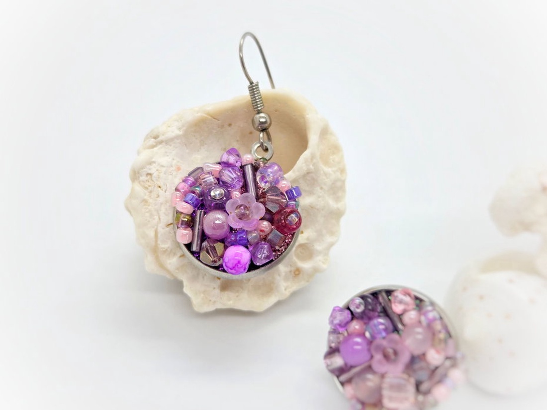 Cercei Rose Dream - bijuterii - cercei - cercei din mărgele - Artynos.ro