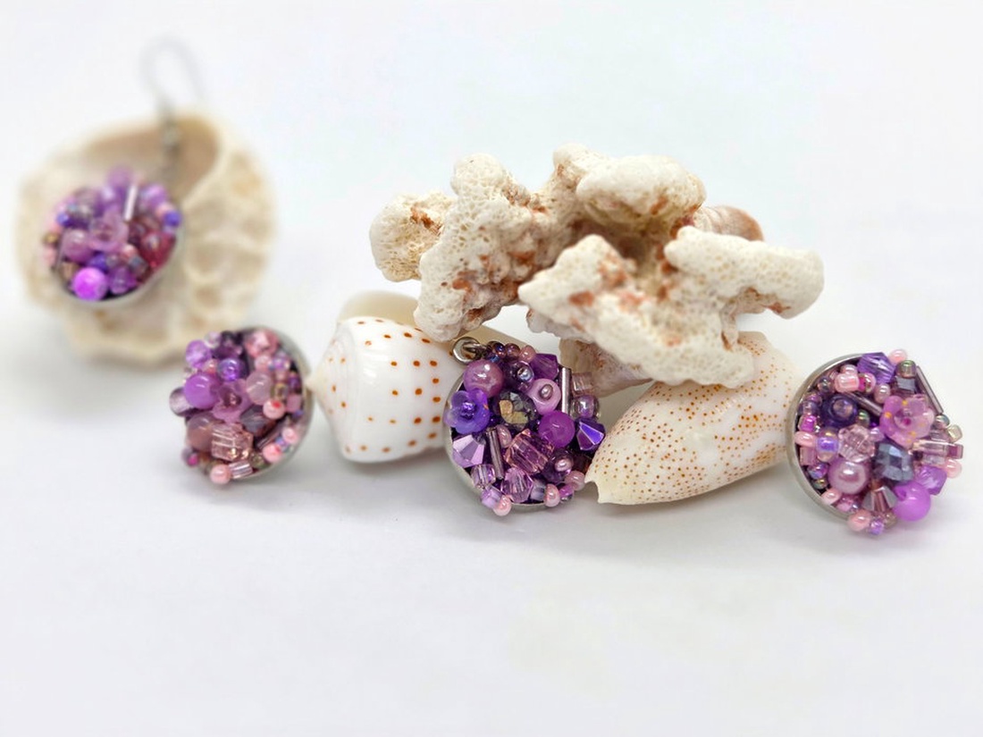 Cercei Rose Dream - bijuterii - cercei - cercei din mărgele - Artynos.ro