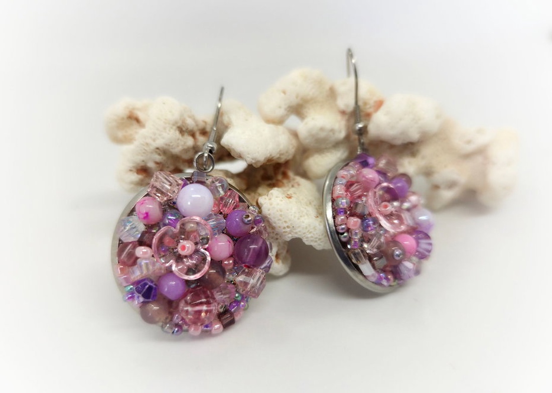 Cercei statement Rose Glow - bijuterii - cercei - cercei lungi - Artynos.ro