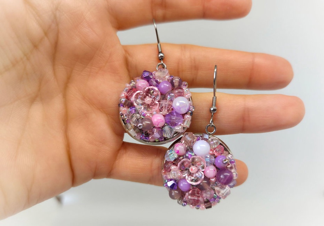 Cercei statement Rose Glow - bijuterii - cercei - cercei lungi - Artynos.ro