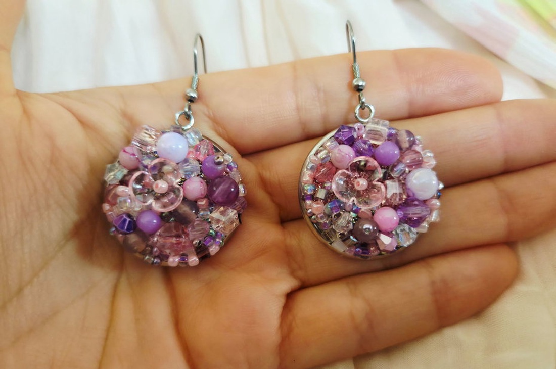 Cercei statement Rose Glow - bijuterii - cercei - cercei lungi - Artynos.ro