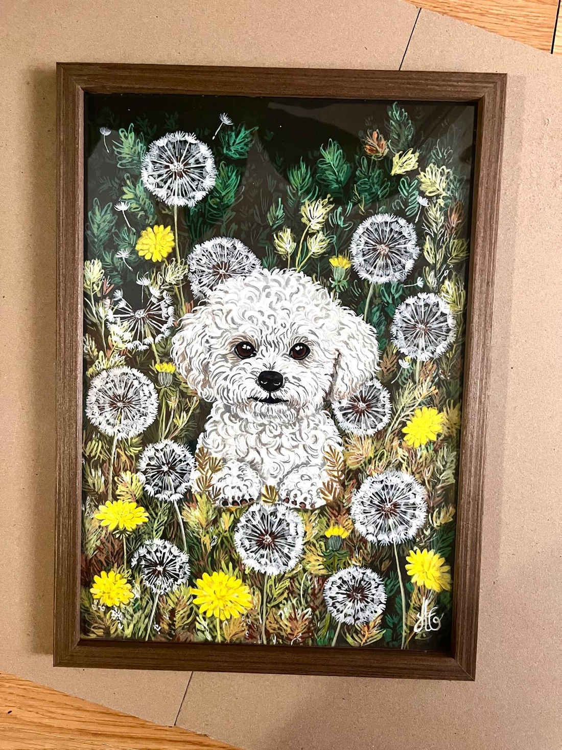 Tablou pictura Vraja Păpădiilor-Bichon în păpădii - casă & stil de viață - decorațiuni de casă - picturi murale - tablouri/picturi pe pânză - Artynos.ro