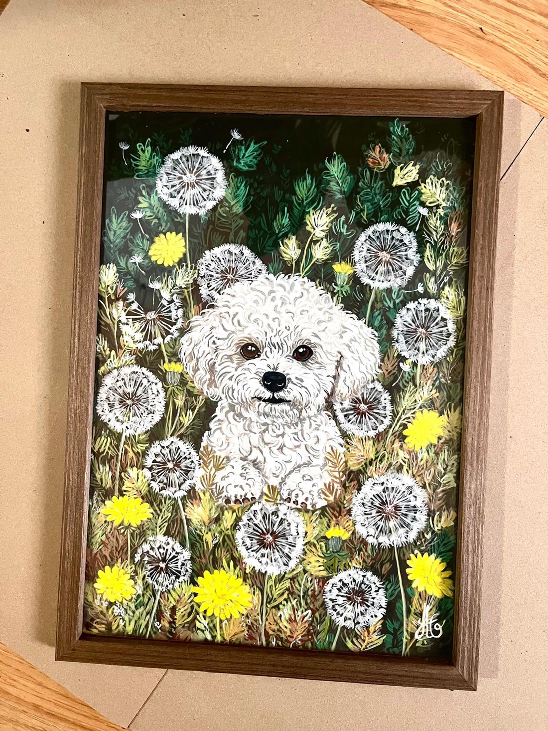 Tablou pictura Vraja Păpădiilor-Bichon în păpădii - casă & stil de viață - decorațiuni de casă - picturi murale - tablouri/picturi pe pânză - Artynos.ro