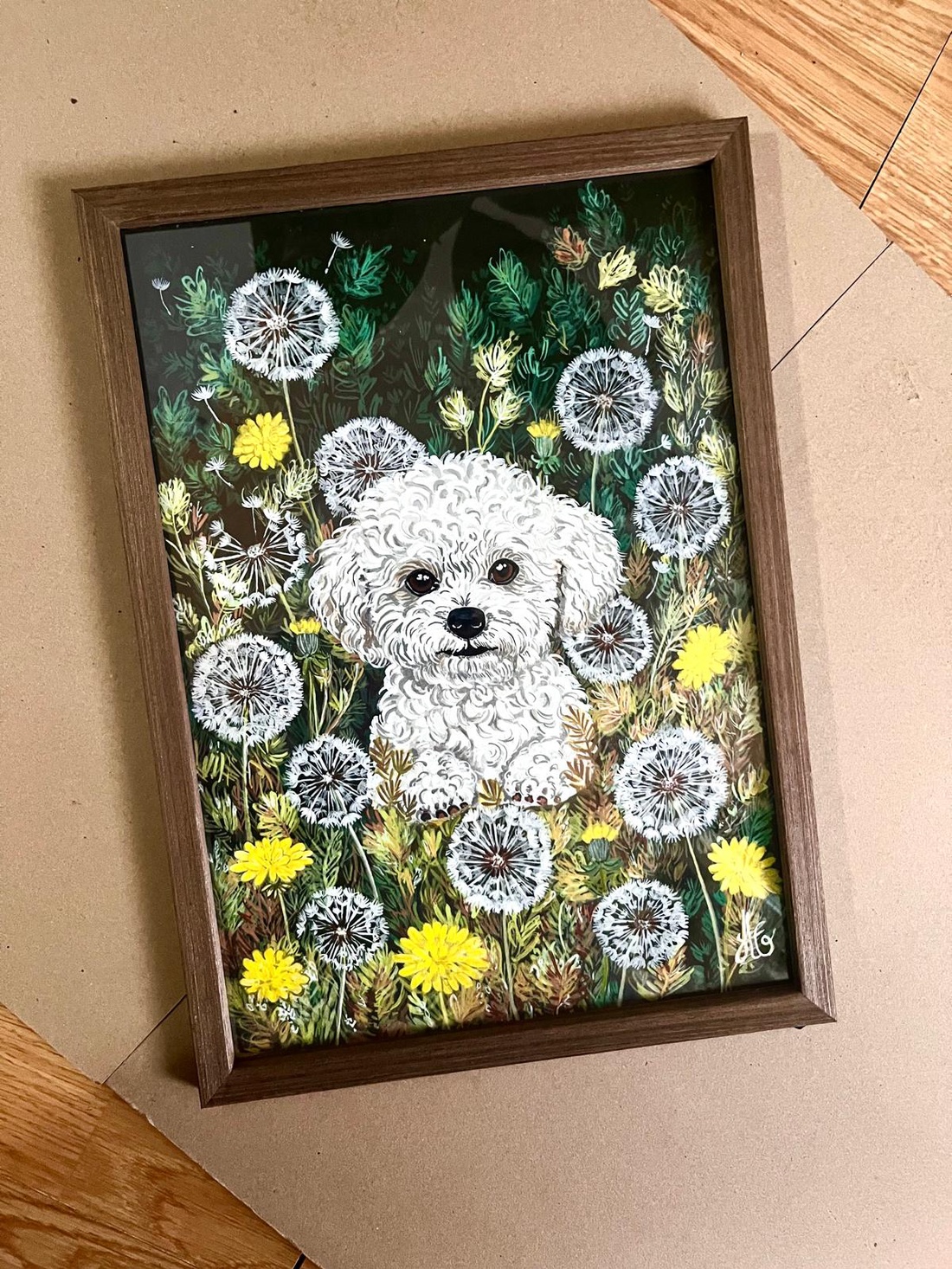 Tablou pictura Vraja Păpădiilor-Bichon în păpădii - casă & stil de viață - decorațiuni de casă - picturi murale - tablouri/picturi pe pânză - Artynos.ro