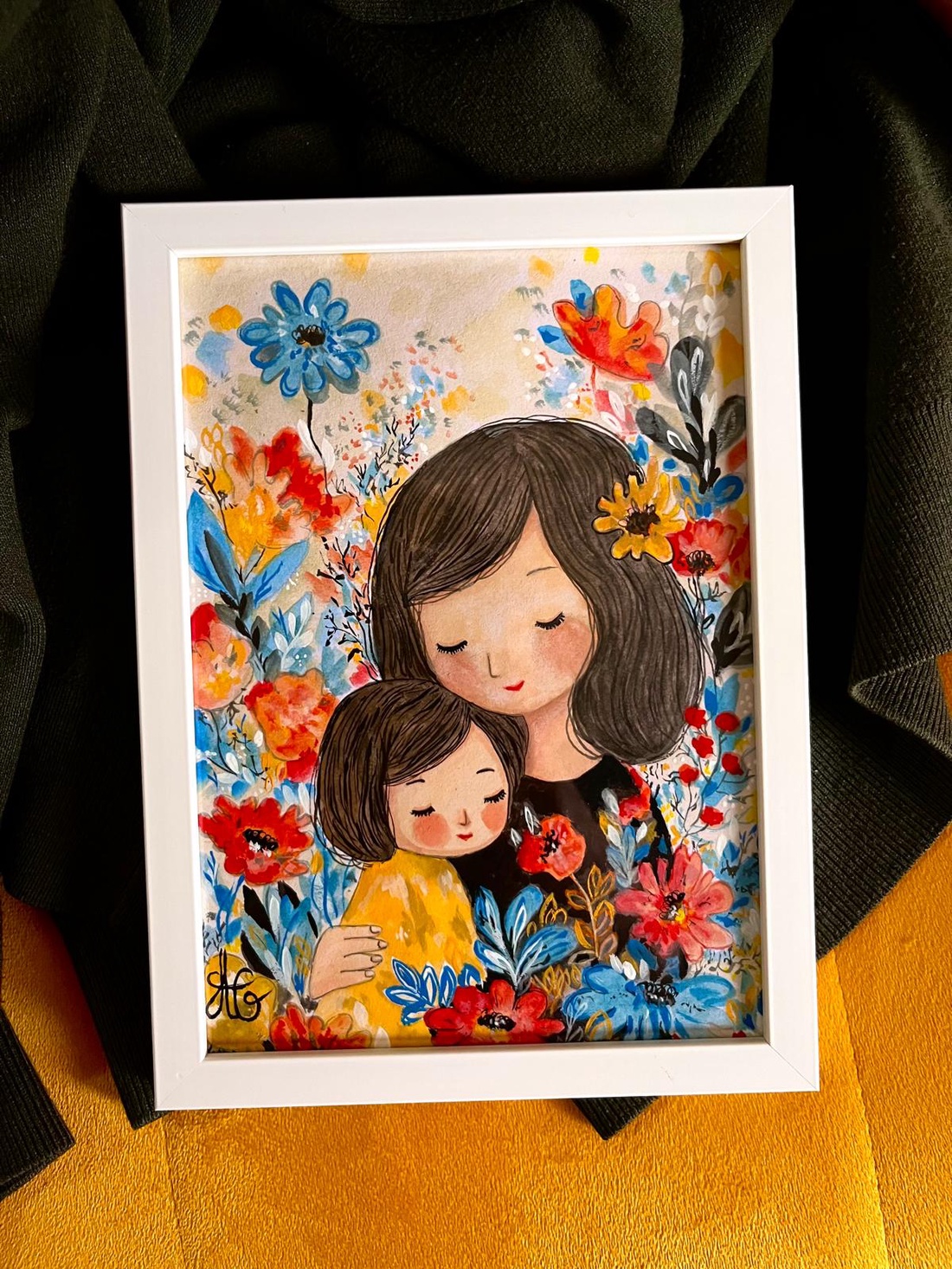 Tablou pictură Dragoste de mamă-Mama și fiica-Îmbrățisare - casă & stil de viață - decorațiuni de casă - picturi murale - tablouri/picturi pe pânză - Artynos.ro