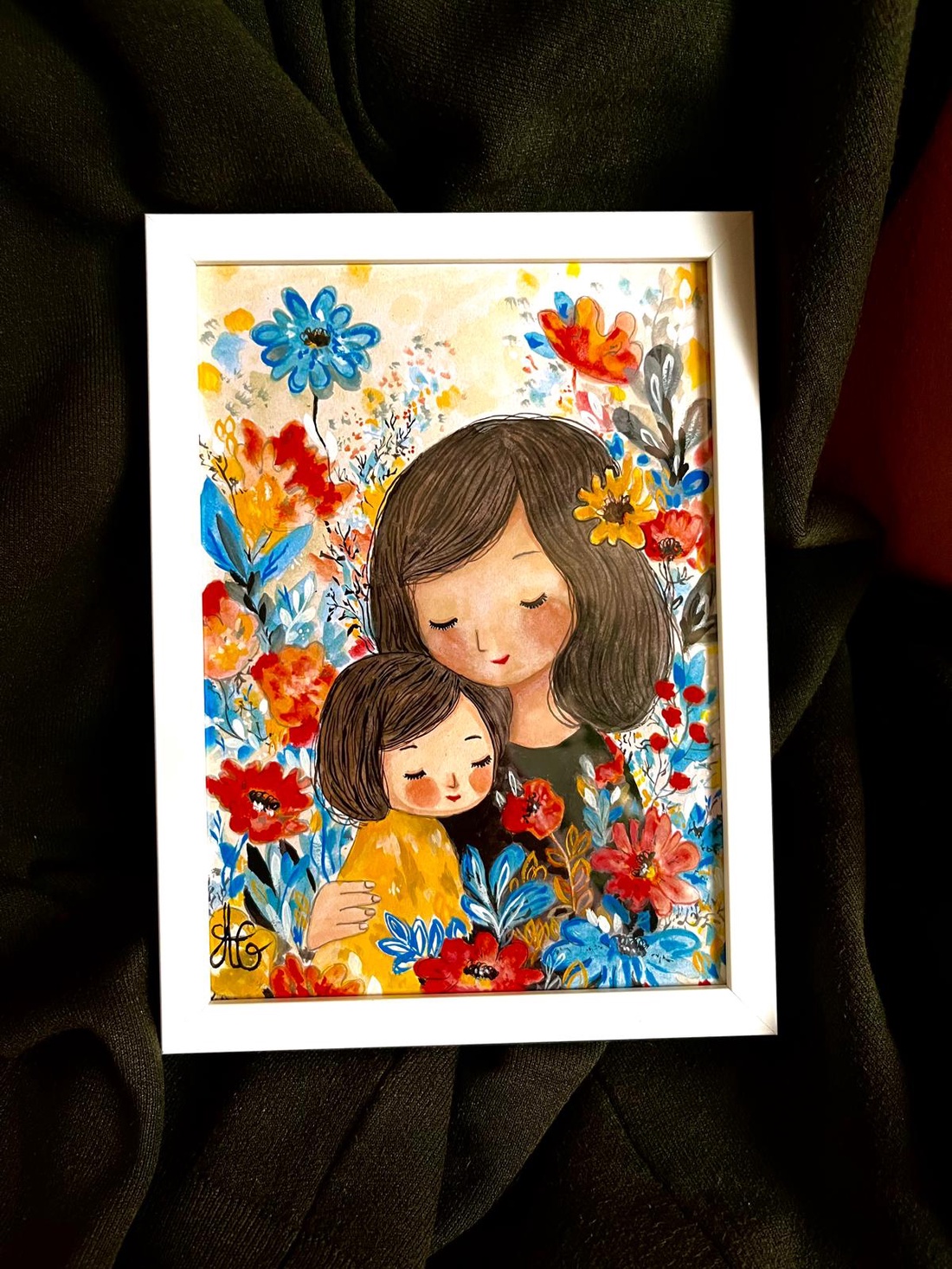 Tablou pictură Dragoste de mamă-Mama și fiica-Îmbrățisare - casă & stil de viață - decorațiuni de casă - picturi murale - tablouri/picturi pe pânză - Artynos.ro